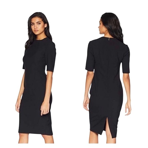 Trina Turk Dresses & Skirts - New Trina Turk Sheath Dress Women 8 Black New Short Sleeve Midi Professional LBD
